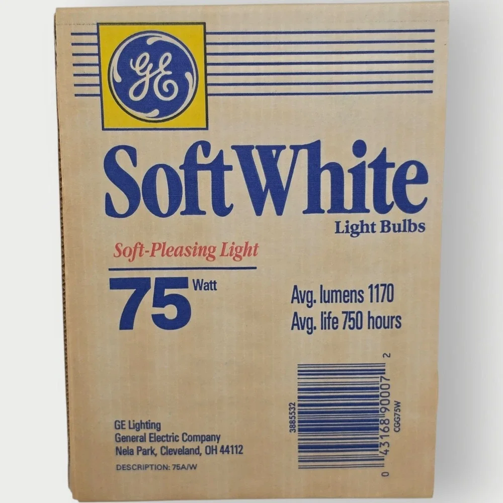 Vintage‎ GE 75 Watt SOFT WHITE Light Bulbs Pack Of 4 New Old Stock NOS